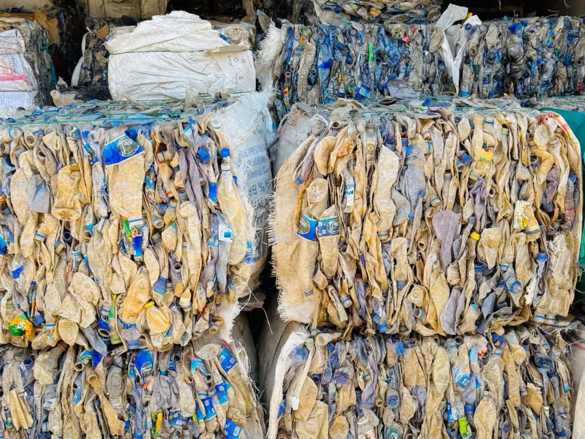 Baled PET bottles at Kubik’s in-city processing site in Harar.